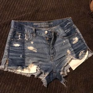 Denim distressed shorts